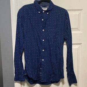 Express Men's Dark Blue Patterned Shirt
